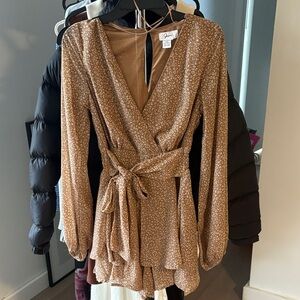 Japna Brown Floral Wrap Dress